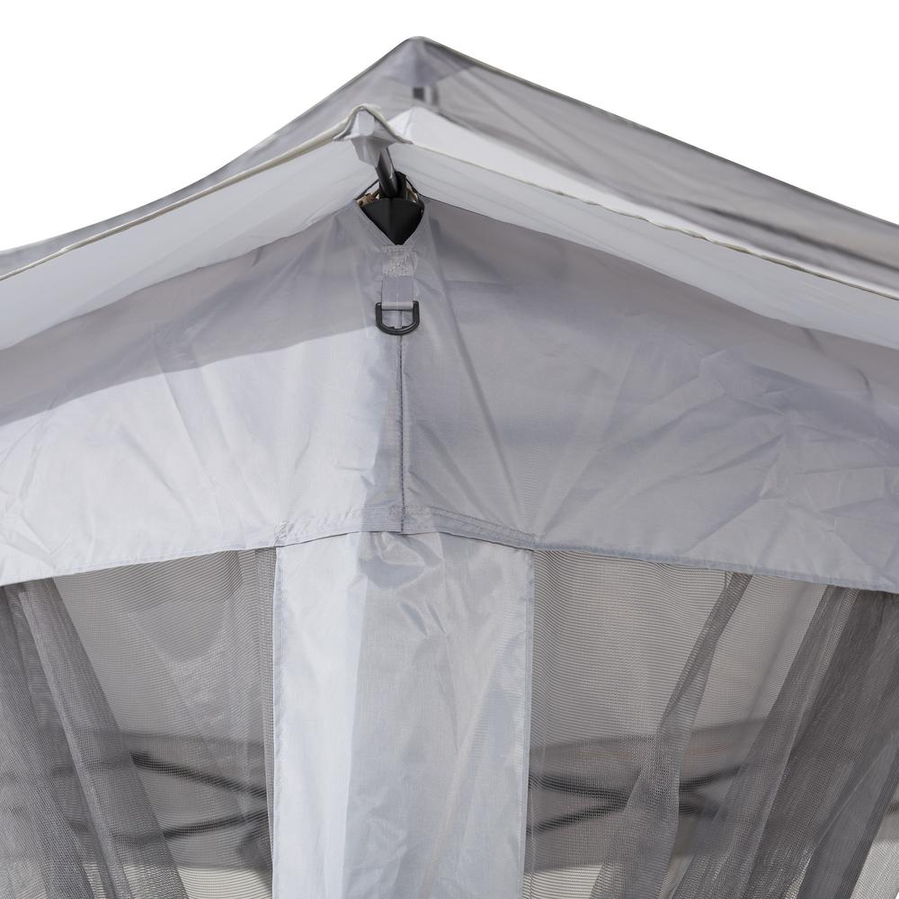 Gray 11 ft. x 11 ft. portable steel gazebo by Start2Finish with a pop-up design, suitable for outdoor shade and gatherings.