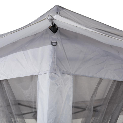 Gray 11 ft. x 11 ft. portable steel gazebo by Start2Finish with a pop-up design, suitable for outdoor shade and gatherings.