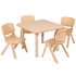 Start2Finish 24-inch square natural plastic activity table with height adjustment and four chairs for kids&