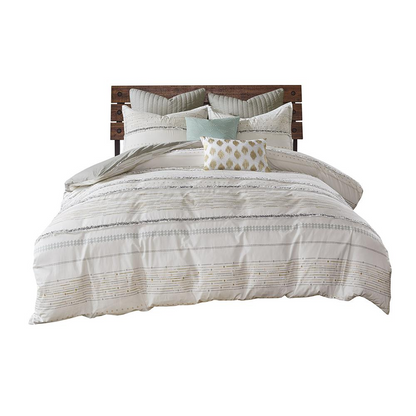 Cotton printed duvet cover set with decorative trims by Start2Finish, featuring colorful floral patterns and soft fabric.