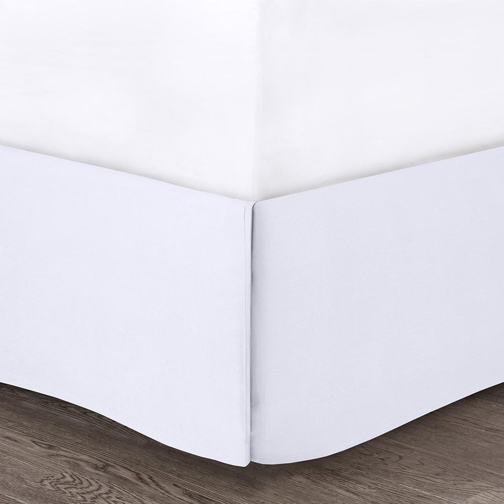Start2Finish Celeste 5-piece microfiber ruffled comforter set in white, with matching pillow shams and decorative ruffles.