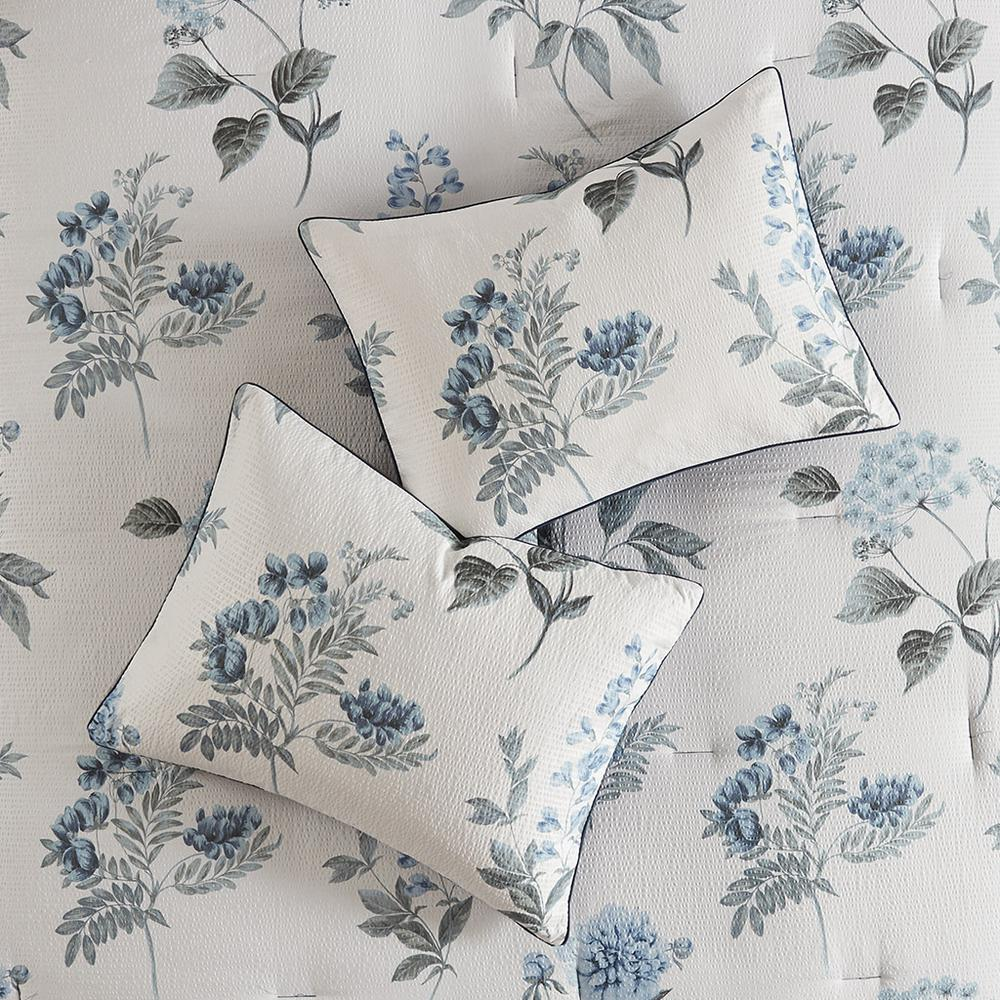Start2Finish 7-piece printed seersucker bedding comforter set with matching throw blanket, featuring a colorful seersucker pattern.