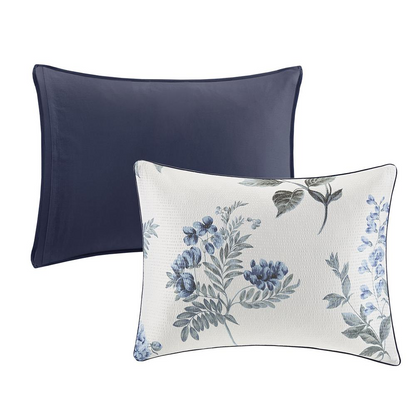 Start2Finish 7-piece printed seersucker bedding comforter set with matching throw blanket, featuring a stylish, textured design.