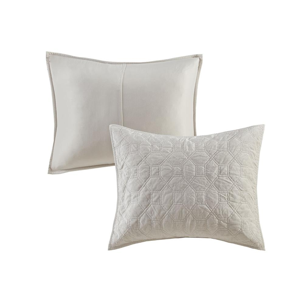 Start2Finish Harper 3-piece velvet quilt set in ivory, featuring soft, luxurious fabric and elegant design for cozy bedroom decor.