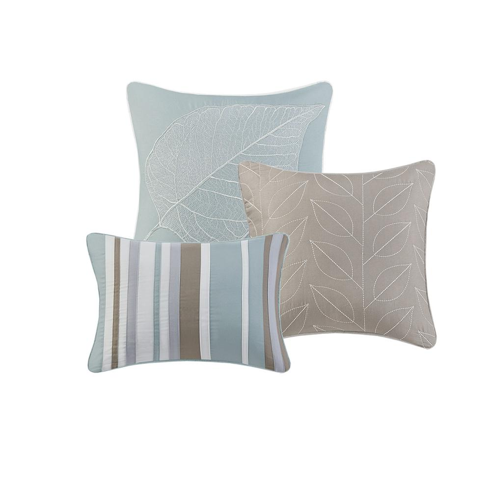 Start2Finish 6-piece embroidered quilt bedding set with matching throw pillows, featuring intricate stitched patterns and soft fabric.
