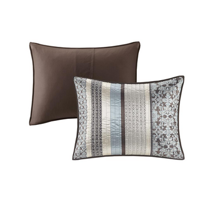 Start2Finish 5-piece jacquard quilt bedding set with matching throw pillows, featuring intricate woven patterns in elegant design.