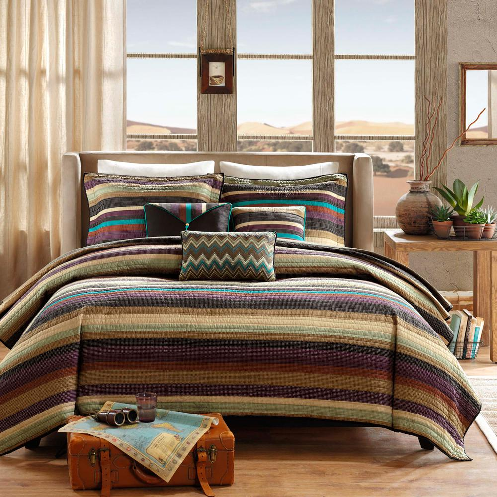 Yosemite reversible quilt set with colorful patterns and matching throw pillows from Start2Finish bedding collection.