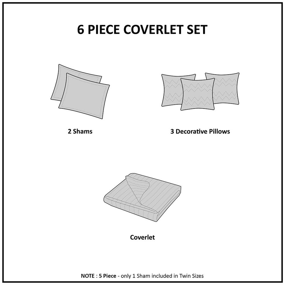 Start2Finish 6-piece reversible jacquard quilt bedding set with decorative throw pillows, featuring elegant patterns and soft fabric.
