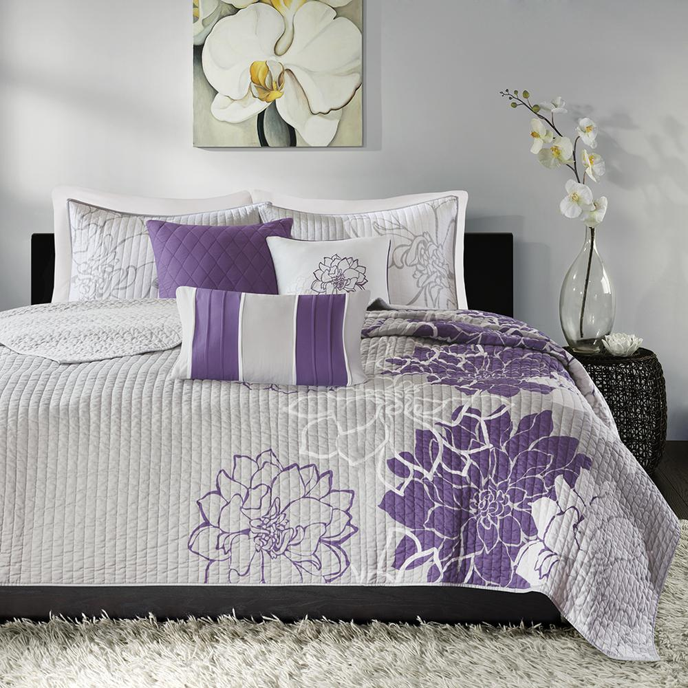 Start2Finish 6-piece printed cotton quilt set with matching throw pillows, featuring vibrant floral patterns on soft fabric.