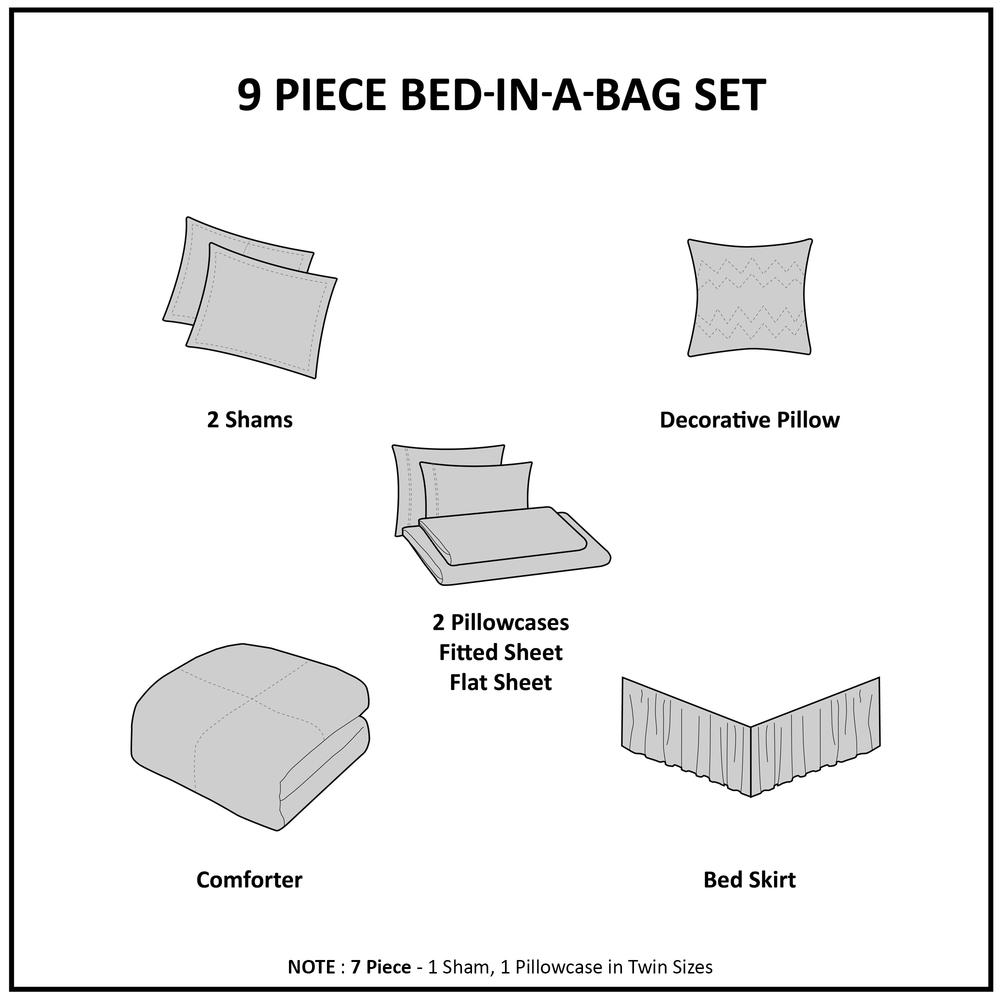 Start2Finish 9-piece comforter set with matching cotton bed sheets, showcasing a cozy, stylish bedding ensemble.