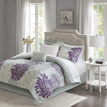 Start2Finish 9-piece comforter set with matching cotton bed sheets, featuring soft, cozy bedding in a stylish design.