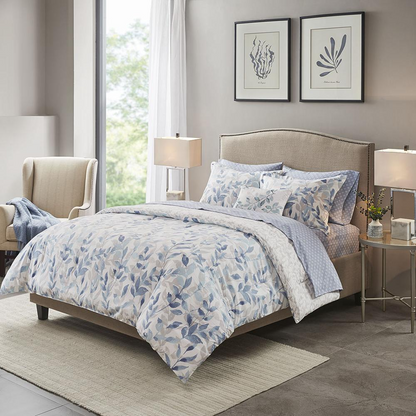 Reversible 8-piece bedding comforter set with matching bed sheets from Start2Finish, featuring stylish patterns and soft fabric.