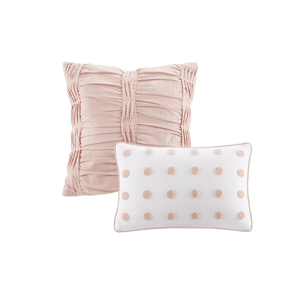 Start2Finish cotton jacquard comforter set with euro shams and decorative throw pillows, featuring intricate woven patterns.