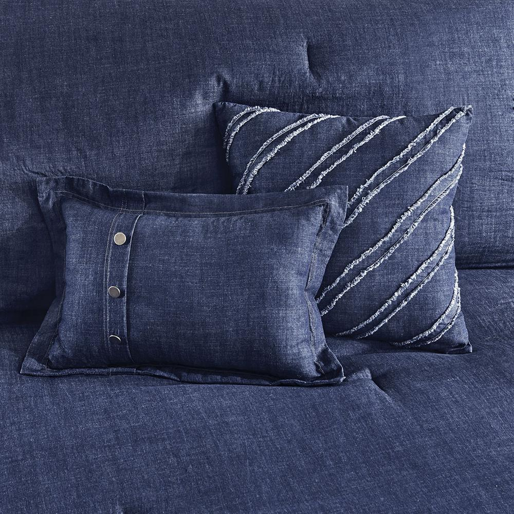 Blue Perry oversized denim comforter set from Start2Finish, cozy bedding with a denim-inspired design and matching pillow shams.