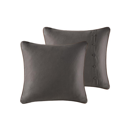 Start2Finish Bitter Creek oversized comforter set in grey and brown bedding with a soft, plush fabric and decorative pillows.