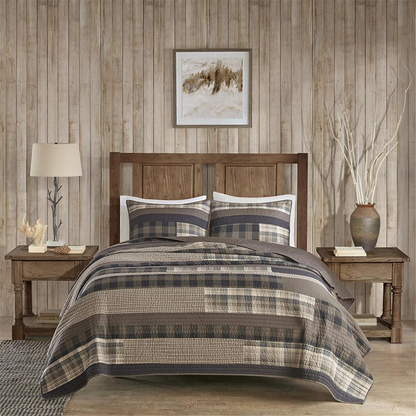 Start2Finish Winter Plains oversized cotton quilt mini set in taupe, featuring a soft, cozy bedding design with quilted texture.