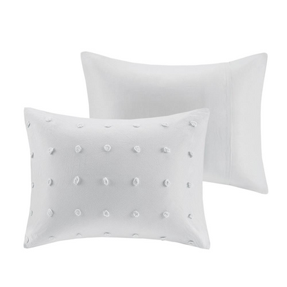 Start2Finish cotton jacquard duvet cover set with euro shams and throw pillows, featuring intricate woven patterns and plush textures.