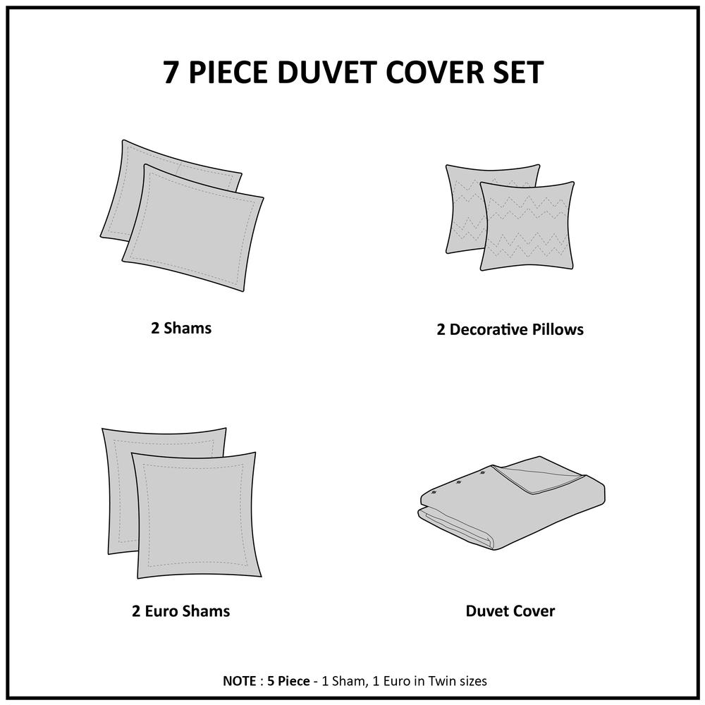 Start2Finish cotton jacquard duvet cover set with euro shams and decorative throw pillows for a stylish bedding ensemble.