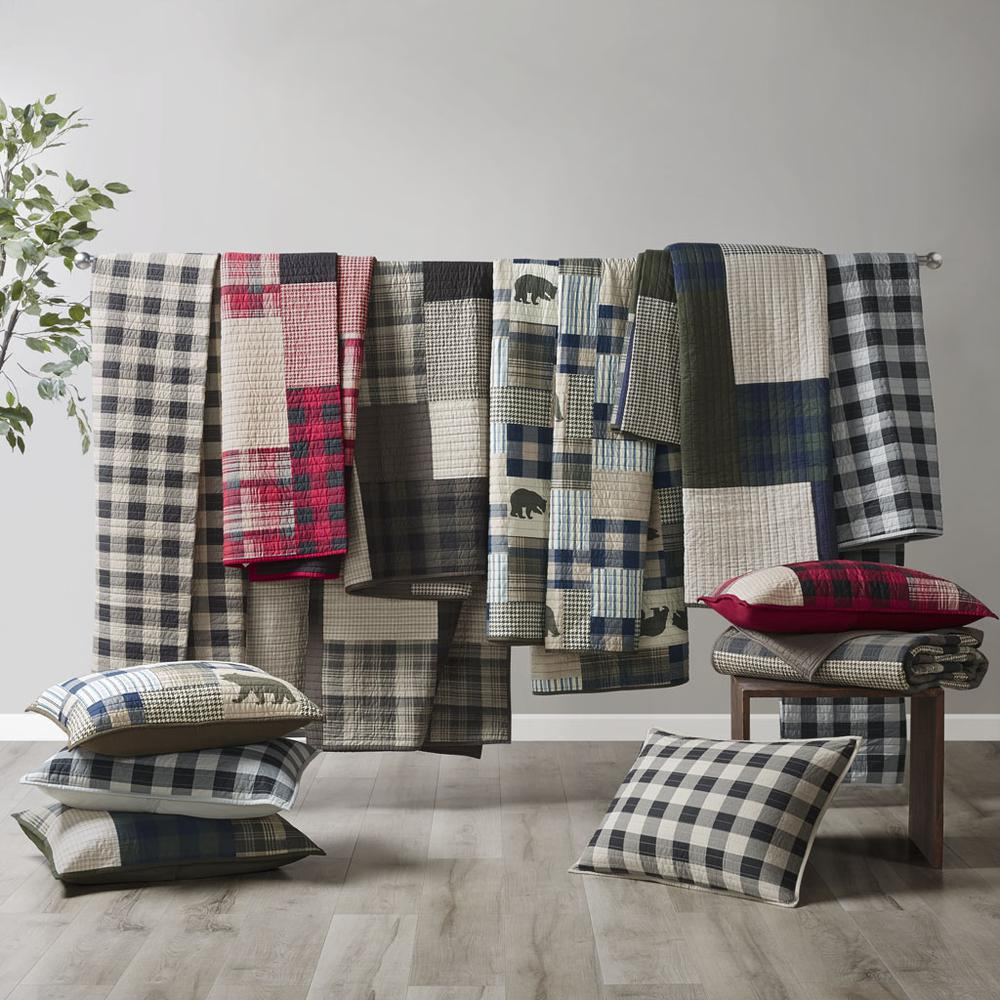 Start2Finish Mill Creek oversized cotton quilt set in green, showing a cozy bedding with a textured, soft fabric design.