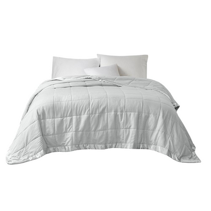 Oversized down alternative bedding blanket with satin trim from Start2Finish, soft and plush for cozy bedroom decor.