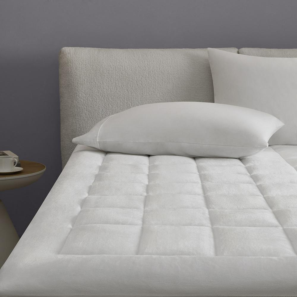 Overfilled hypoallergenic waterproof mattress pad by Start2Finish, plush down alternative filling with waterproof fabric for comfort and protection.