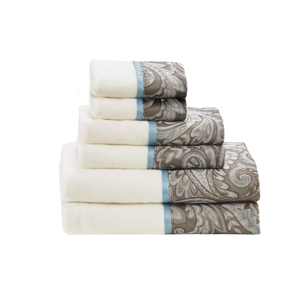 Start2Finish 6-piece Jacquard towel set with patterned bath towels, soft and absorbent for everyday use.