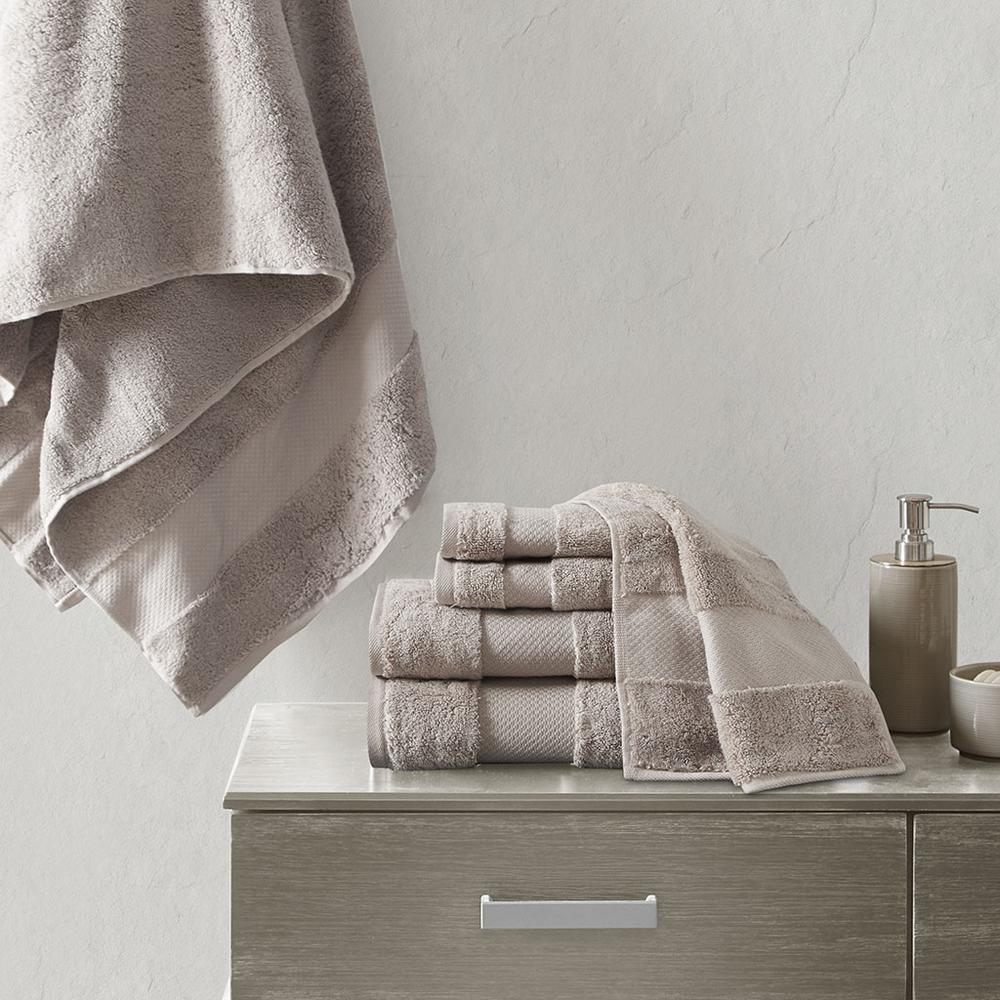 Start2Finish cotton 6-piece bath towel set featuring plush, absorbent towels in neutral colors, perfect for bathroom decor and daily use.