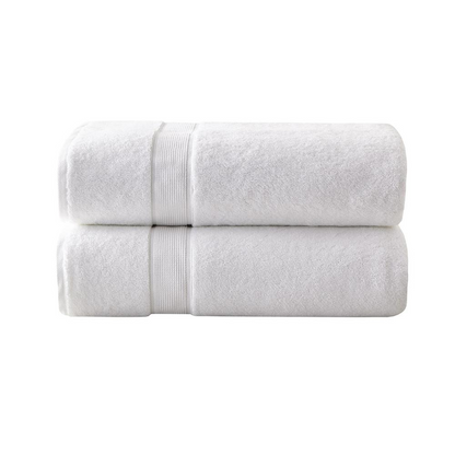 Start2Finish 100% Cotton Bath Sheet set with antimicrobial properties, showing two large, soft, white bath sheets laid out on a surface.