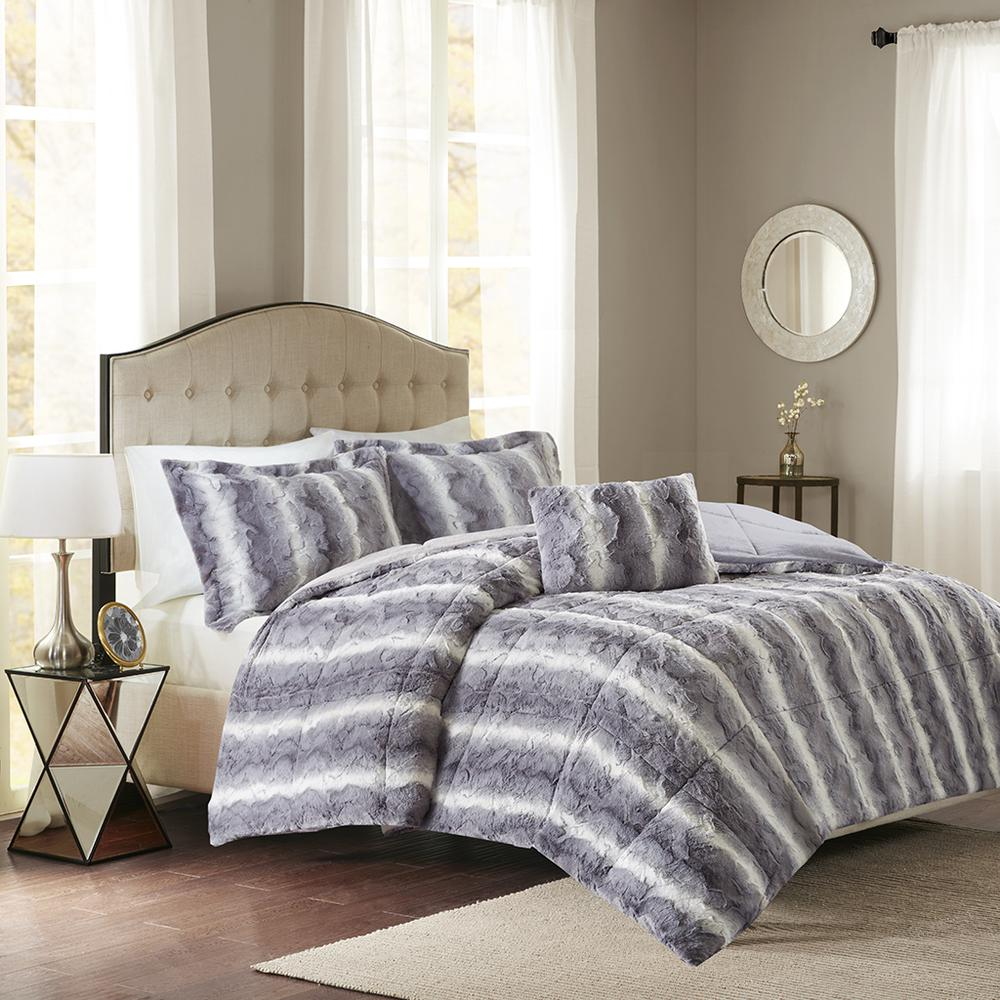 Four-piece faux fur comforter set by Start2Finish featuring plush, soft bedding with a cozy, luxurious appearance.