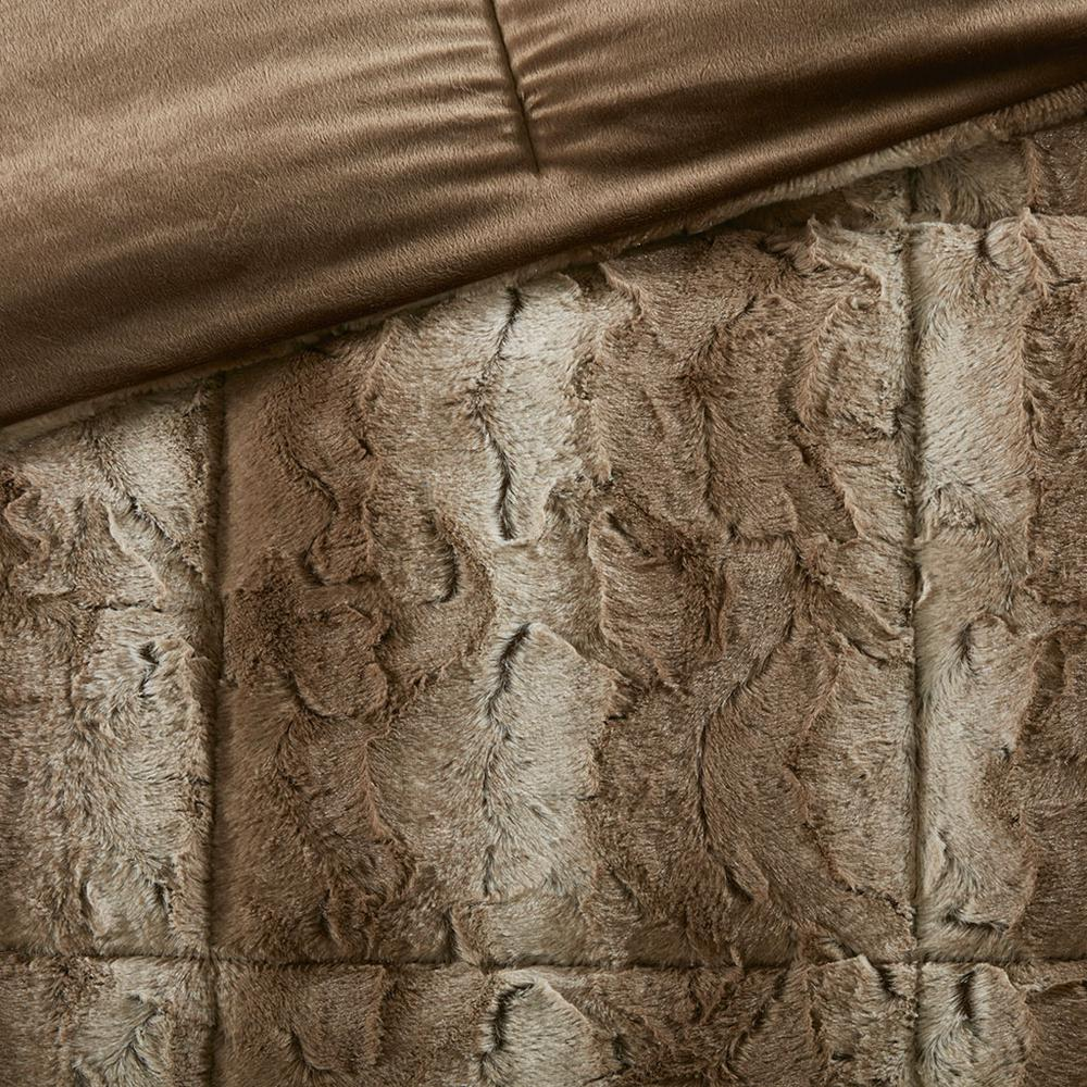 Start2Finish 4-piece faux fur comforter set with plush, soft bedding for cozy bedroom decor, shown with matching pillow shams.