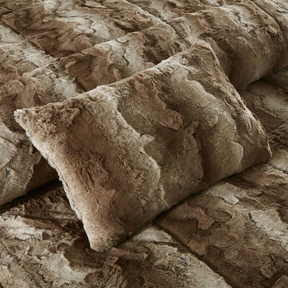 Four-piece faux fur comforter set by Start2Finish featuring soft, plush bedding with a cozy, luxurious texture.