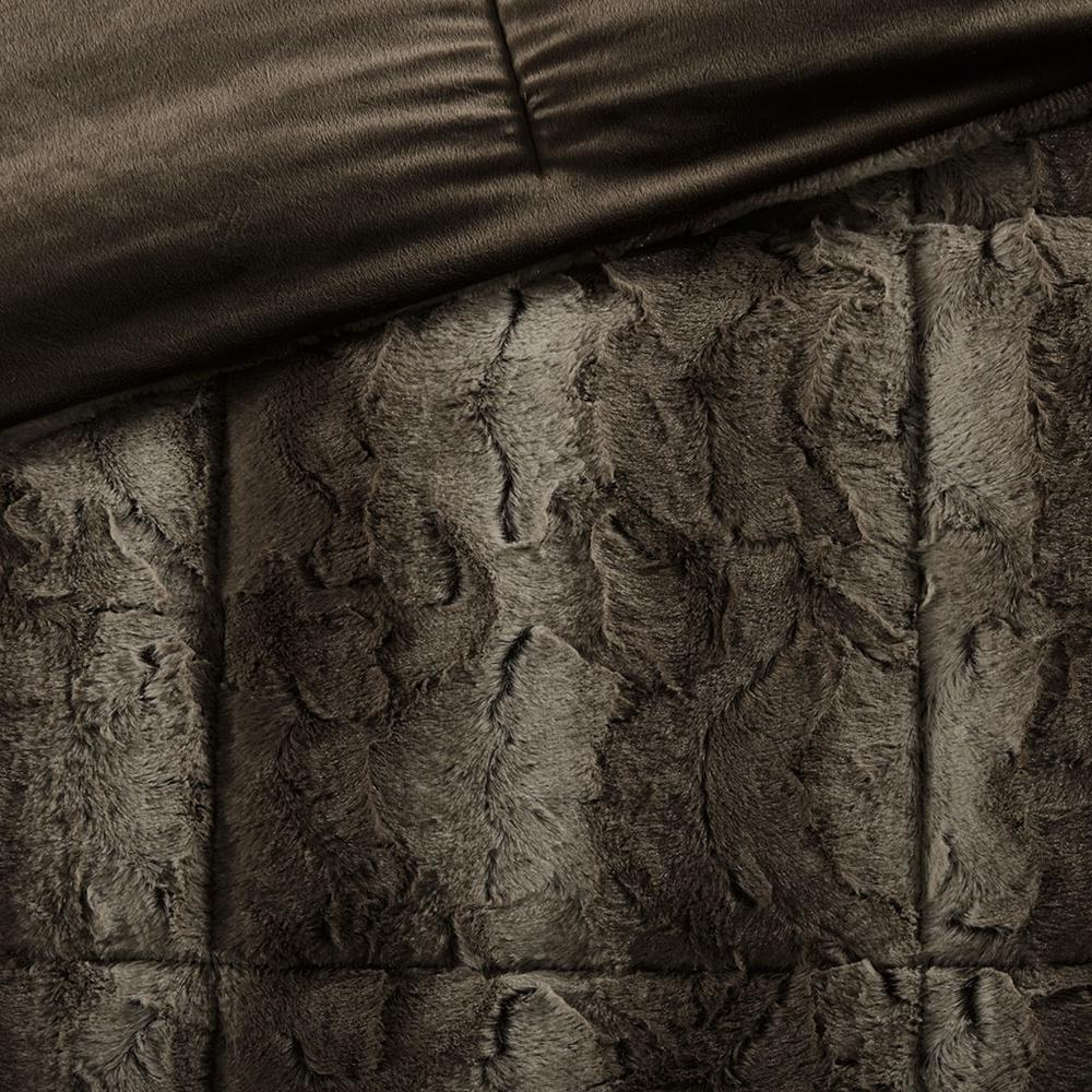 Start2Finish 4-piece faux fur comforter set with soft, plush fabric in neutral tones, perfect for cozy bedroom decor.