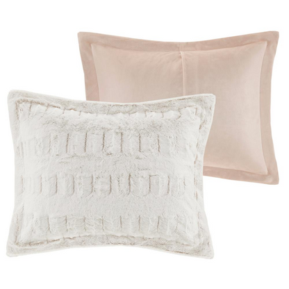 Start2Finish back print long fur comforter mini set featuring a cozy, plush fur design and decorative print on the back.