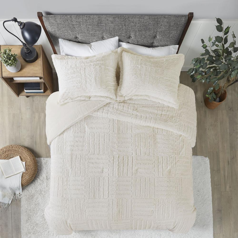 Ivory Arctic Fur Down Alternative Comforter Mini Set by Start2Finish, cozy bedding with plush texture and soft fabric.
