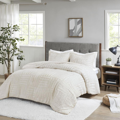 Start2Finish Arctic Fur Ivory down alternative comforter mini bedding set with plush fabric and subtle texture.