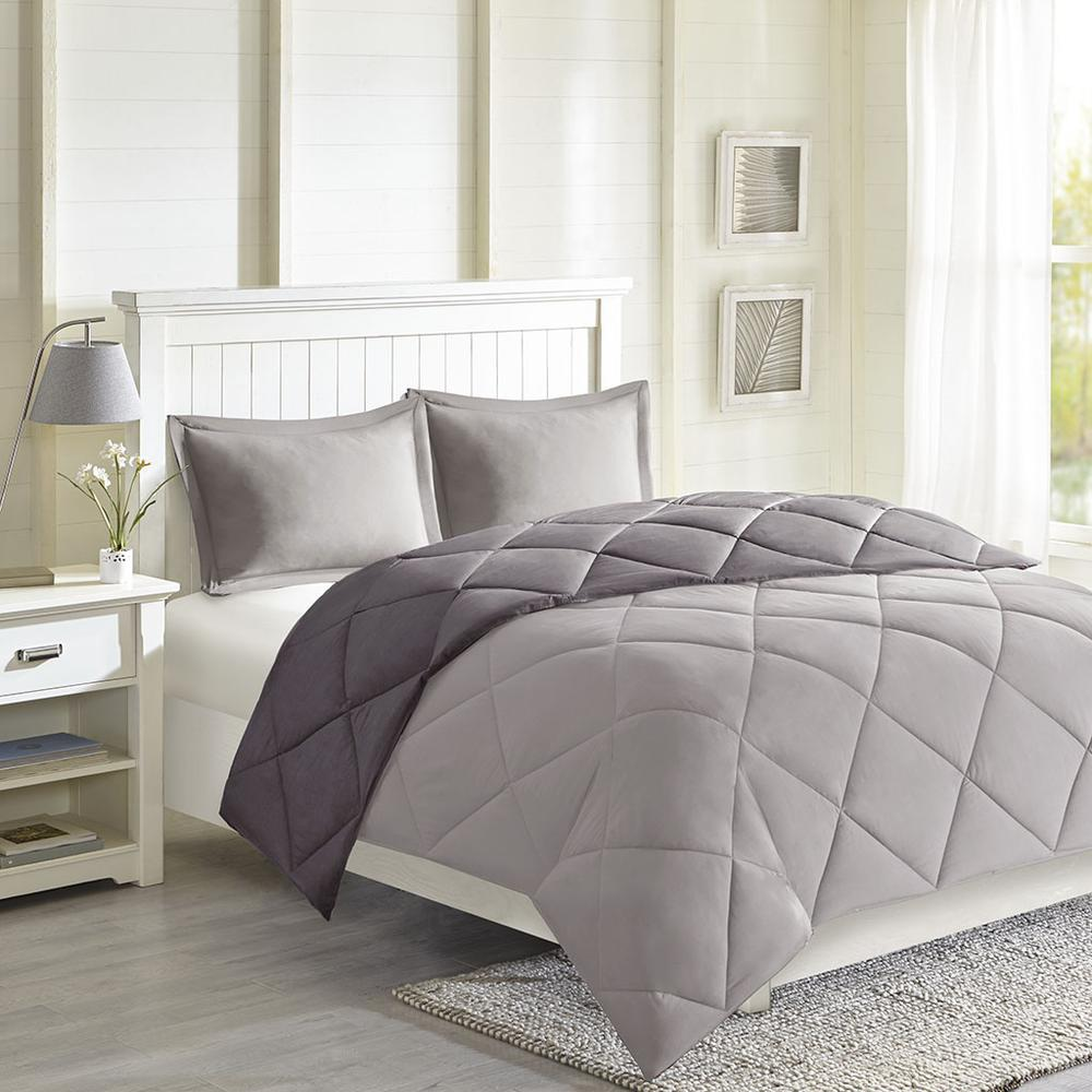 Start2Finish 3M Scotchgard Diamond Quilting reversible down alternative comforter set with patterned fabric and plush texture.