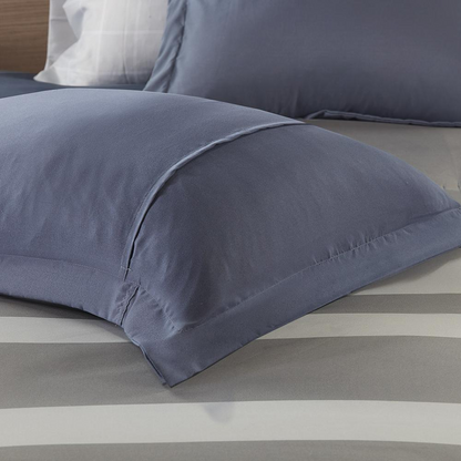 Start2Finish striped bedding comforter set with matching bed sheets, featuring colorful horizontal stripes and plush fabric.