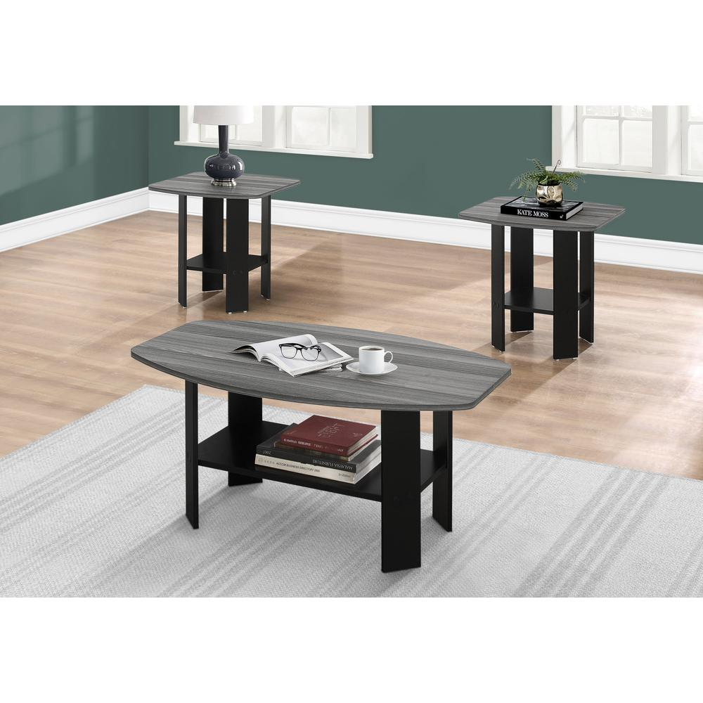 Start2Finish 3-piece coffee, end, and side table set for living room, modern furniture with sleek wooden surfaces and sturdy legs.