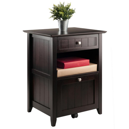 Start2Finish Burke file cabinet in coffee finish, sleek furniture piece with metal handles and multiple drawers for office storage.