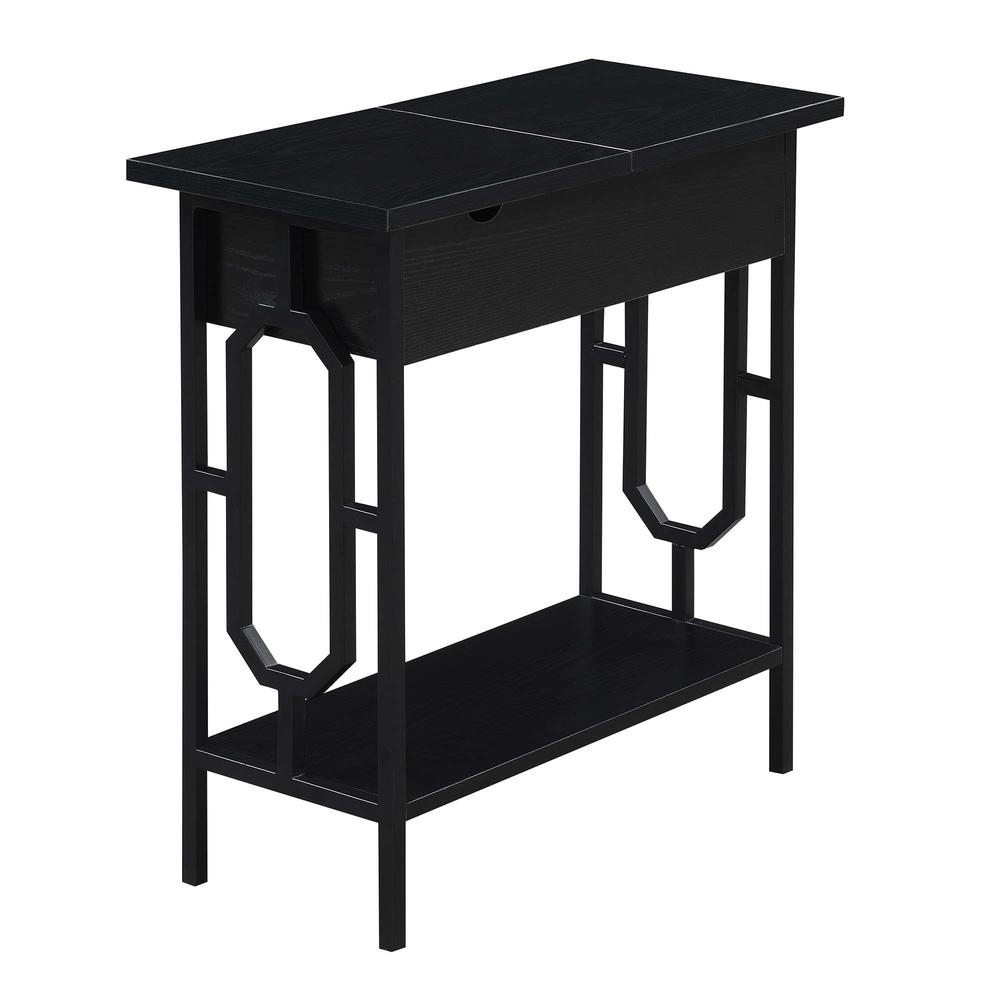 Omega Flip Top End Table by Start2Finish with built-in charging station, featuring a flip-top surface and modern wood finish.