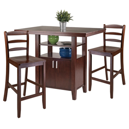 Start2Finish Albany 3-piece high table set with ladder back counter stools, featuring a sturdy table and stylish seating.