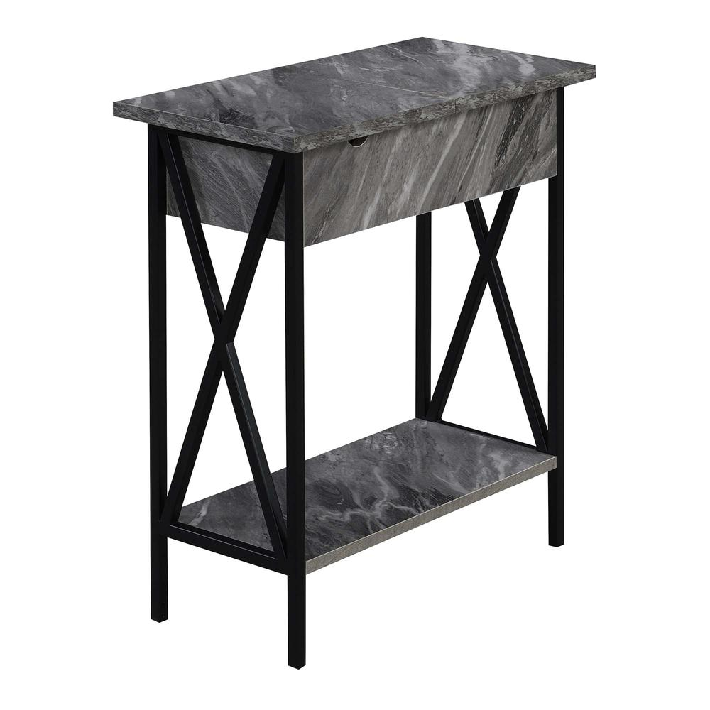 Start2Finish Tucson flip top end table with built-in charging station, showing a sleek wooden surface and accessible power ports.