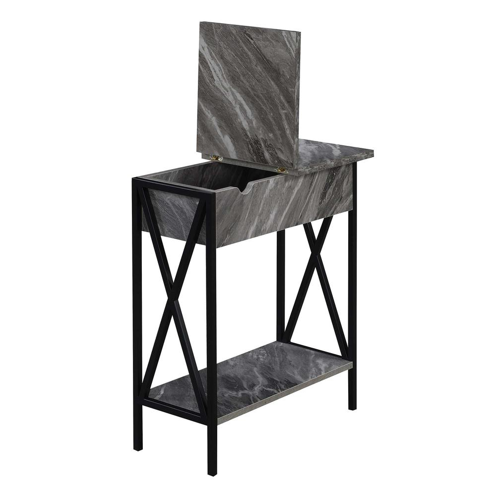 Start2Finish Tucson flip top end table with built-in charging station, featuring a wooden surface and modern design.