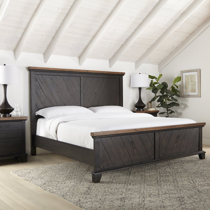 Brown Bear Creek Queen Bed by Start2Finish with a sturdy wooden frame and a classic design, shown in a well-lit bedroom setting.