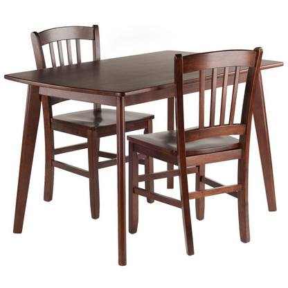 Start2Finish Shaye 3-piece dining table set with slat-back chairs, showcasing a modern wooden dining furniture collection.