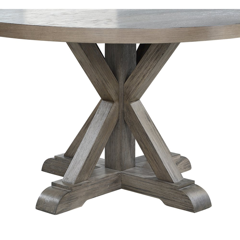 Start2Finish Molly round dining table, 48-inch wood surface with sleek legs, ideal for small dining spaces.