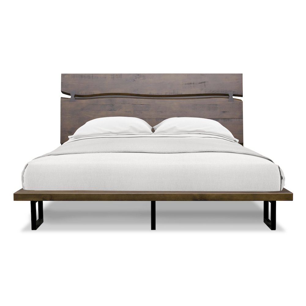 Start2Finish Pasco Queen Bed with wooden frame and headboard, shown in a modern bedroom setting.