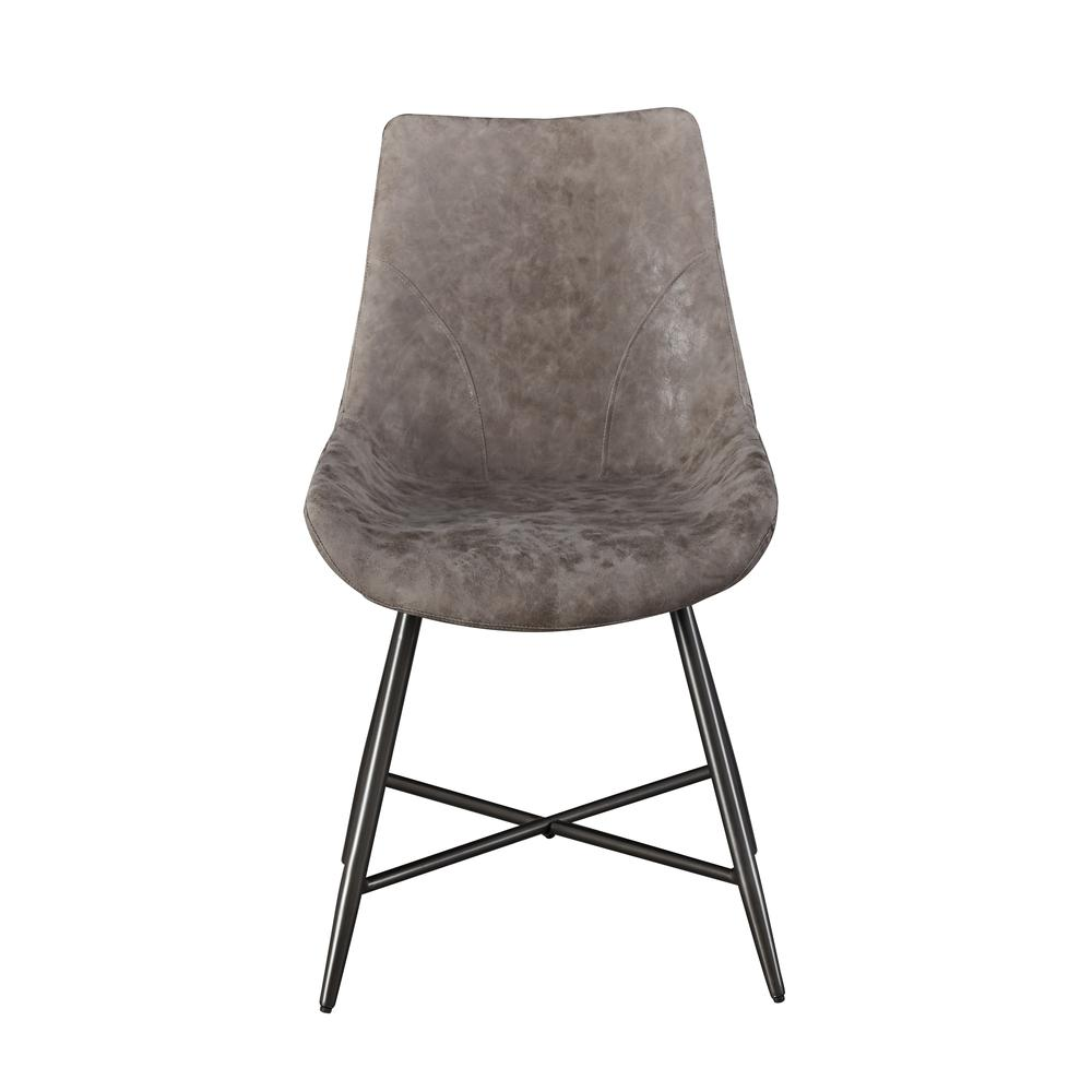 Start2Finish Romona Brown vegan leather side chair with sleek modern design and sturdy metal legs.