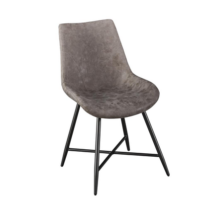 Romona Brown vegan leather side chair with wooden legs, modern dining or accent seating by Start2Finish.