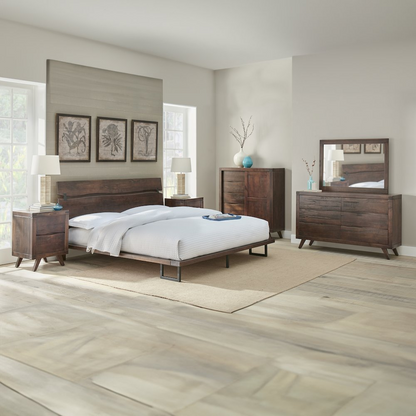 Start2Finish Pasco King Bed with wooden frame and headboard, showcasing a modern, sturdy design in a bedroom setting.
